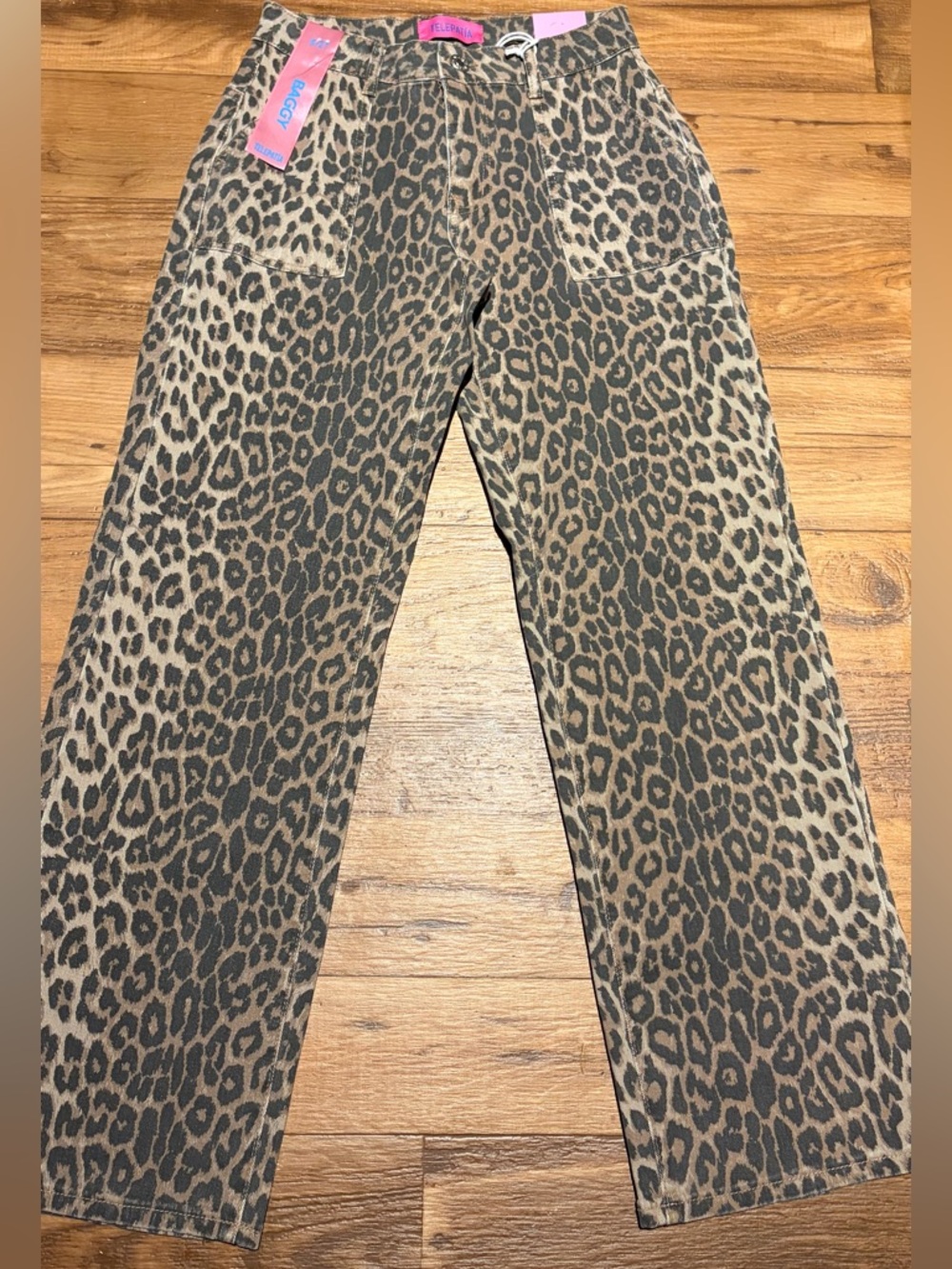 Leopard Print Wide-Leg Jeans in Neutral Brown - Women